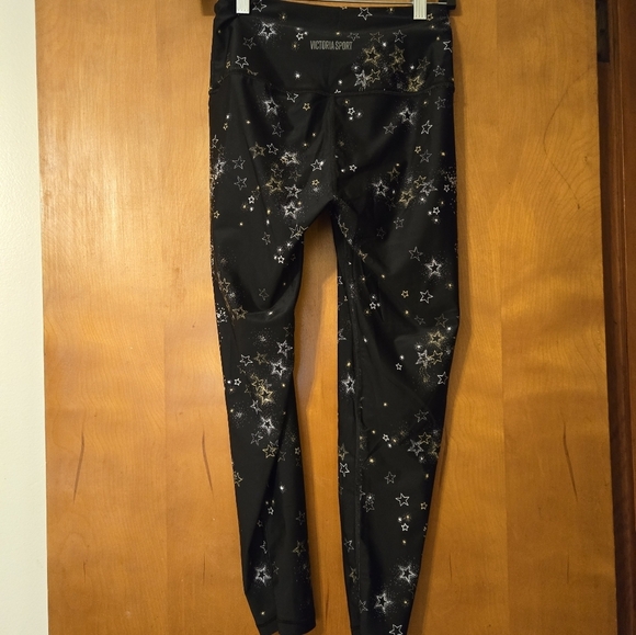 Victoria's Secret Sport Black Leggings With Stars Size M - Picture 2 of 4